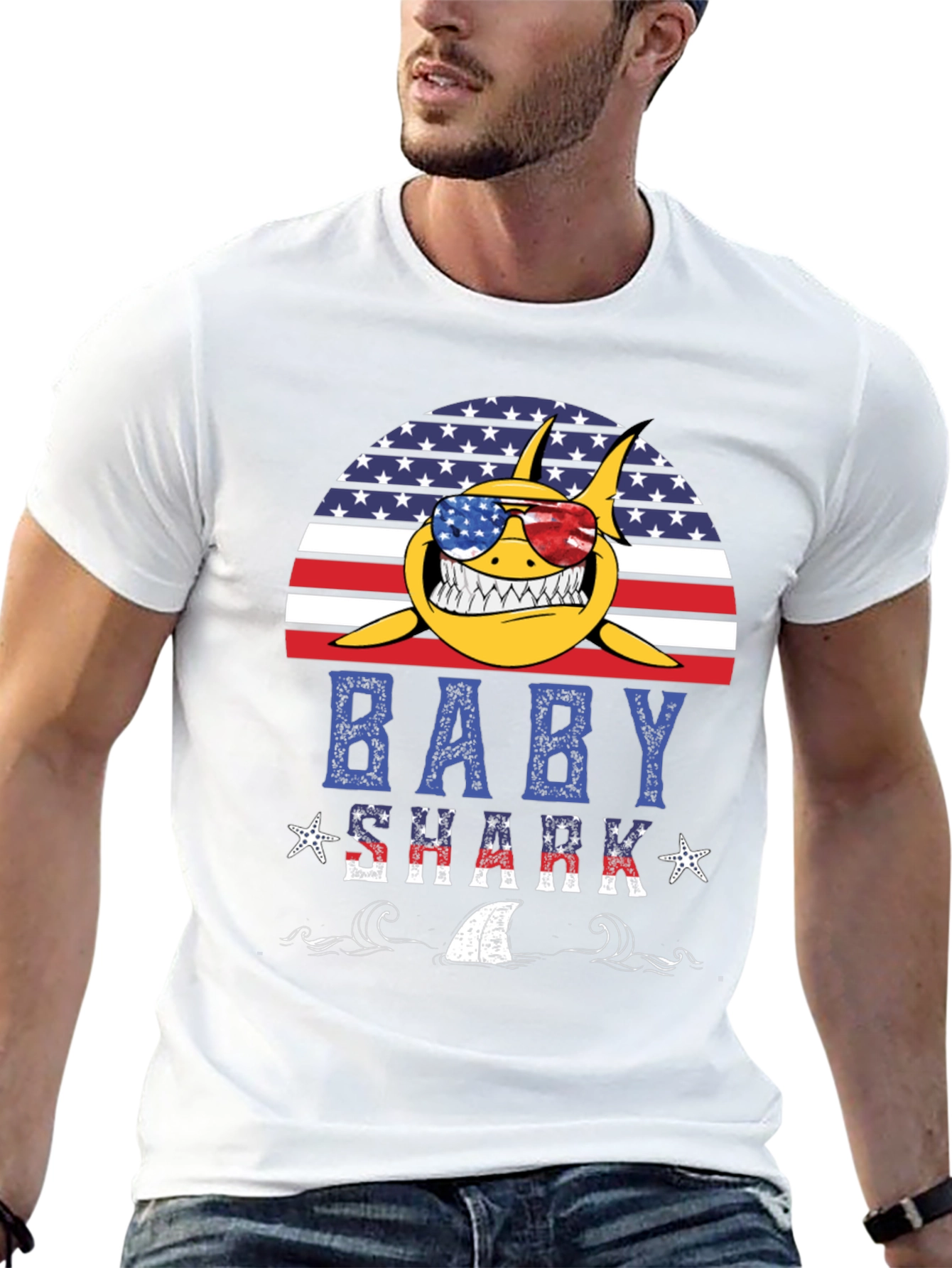 Patriotic Baby Shark Graphic Tee