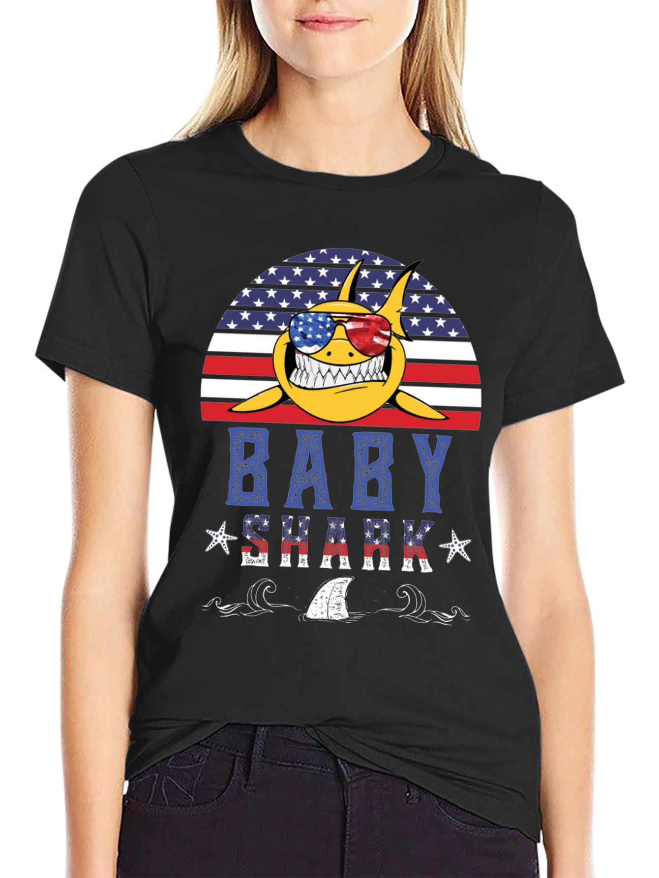 Patriotic Baby Shark Graphic Tee