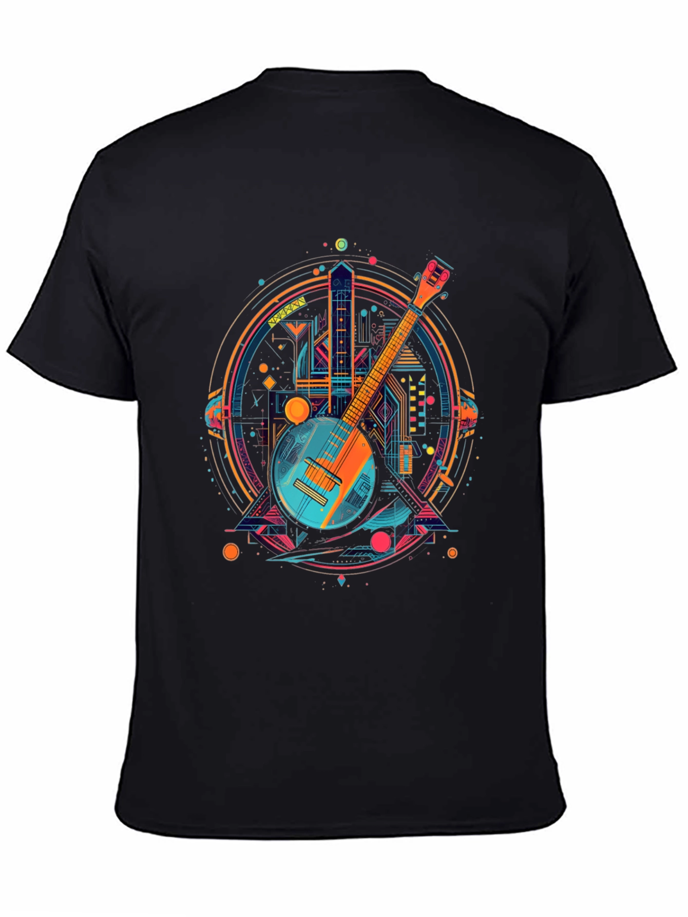 Neon Banjo Graphic T-Shirt - Unique Music Design