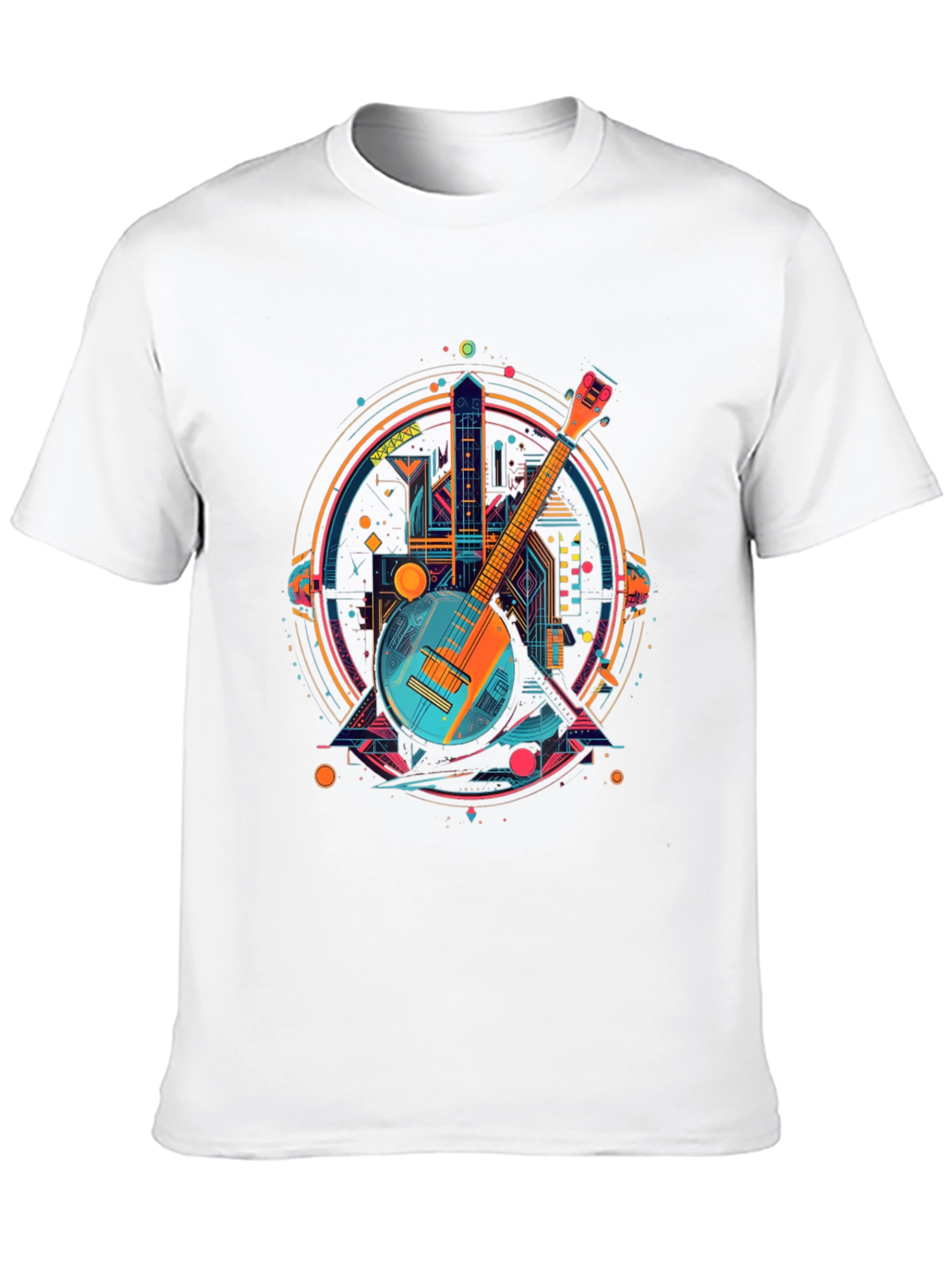 Neon Banjo Graphic T-Shirt - Unique Music Design