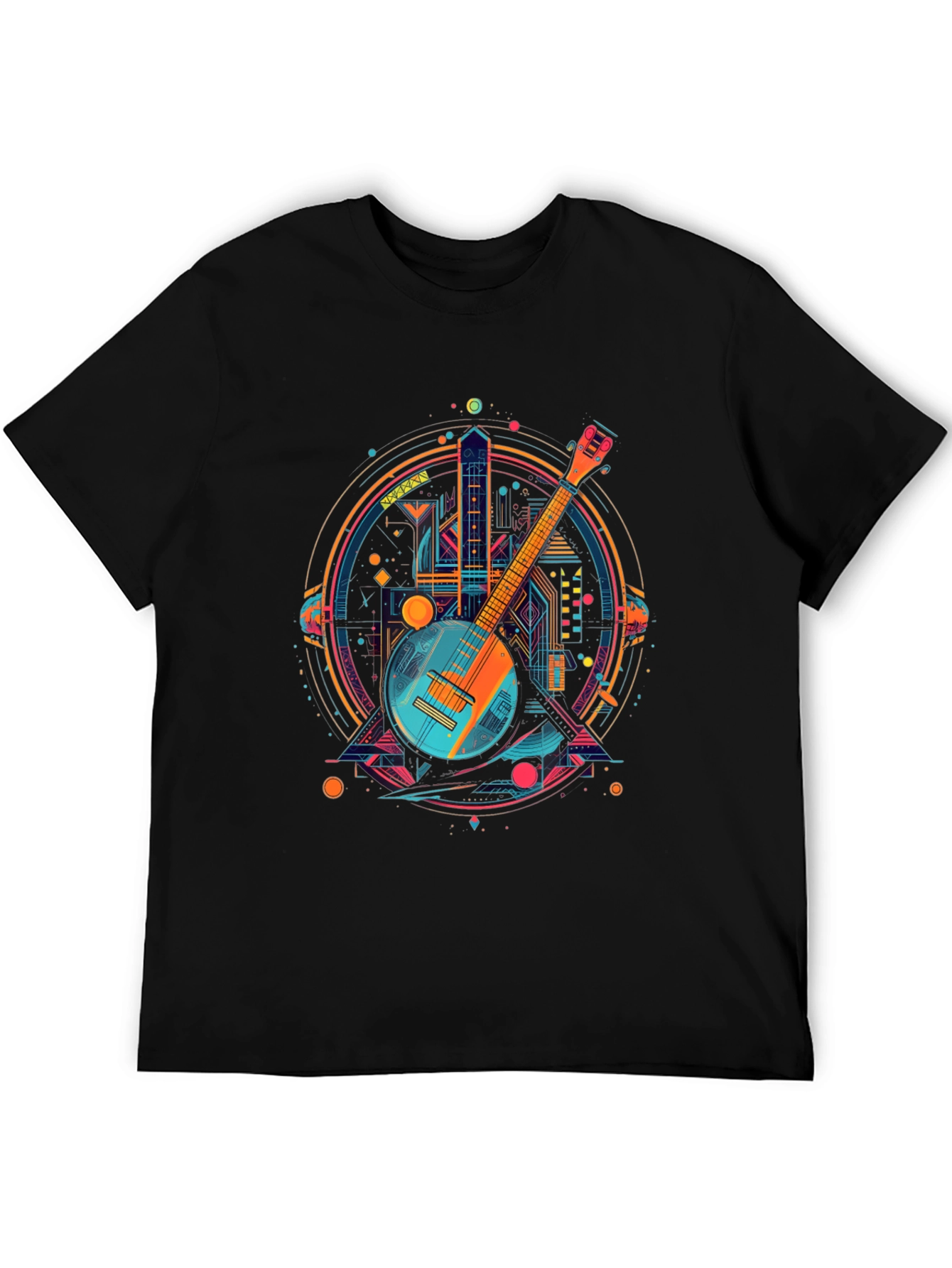 Neon Banjo Graphic T-Shirt - Unique Music Design