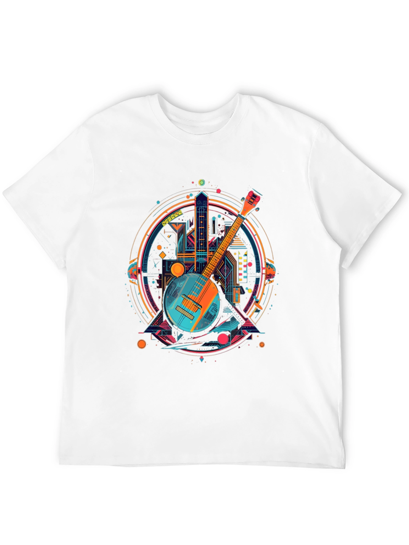 Neon Banjo Graphic T-Shirt - Unique Music Design