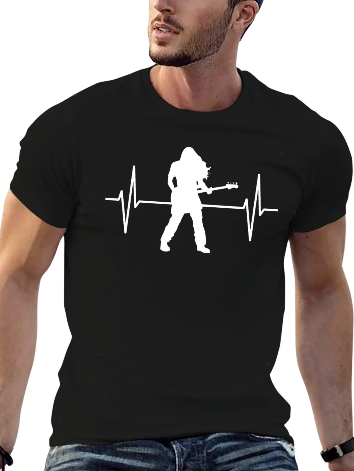 Rocker Heartbeat T-Shirt - Black