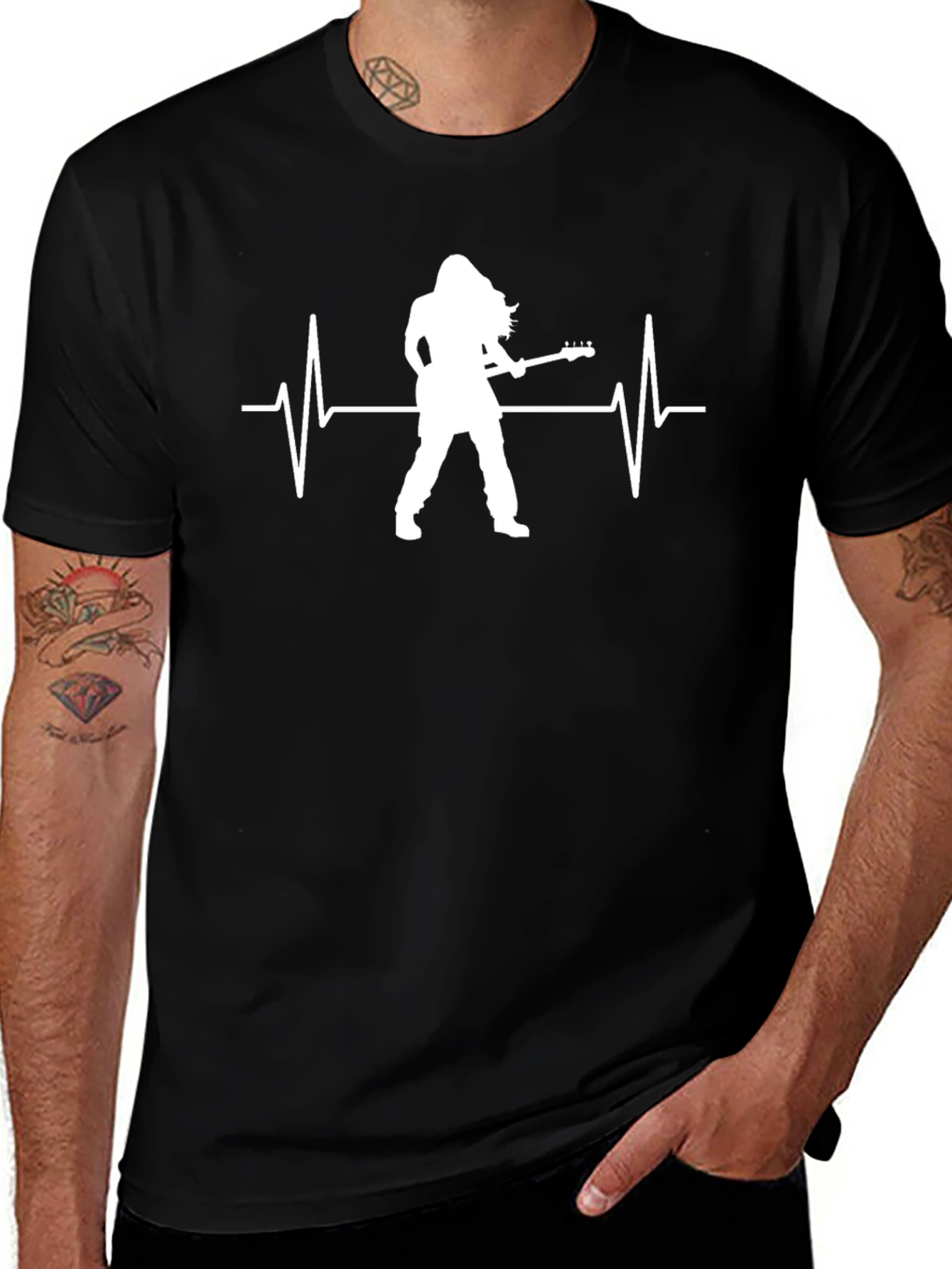 Rocker Heartbeat T-Shirt - Black