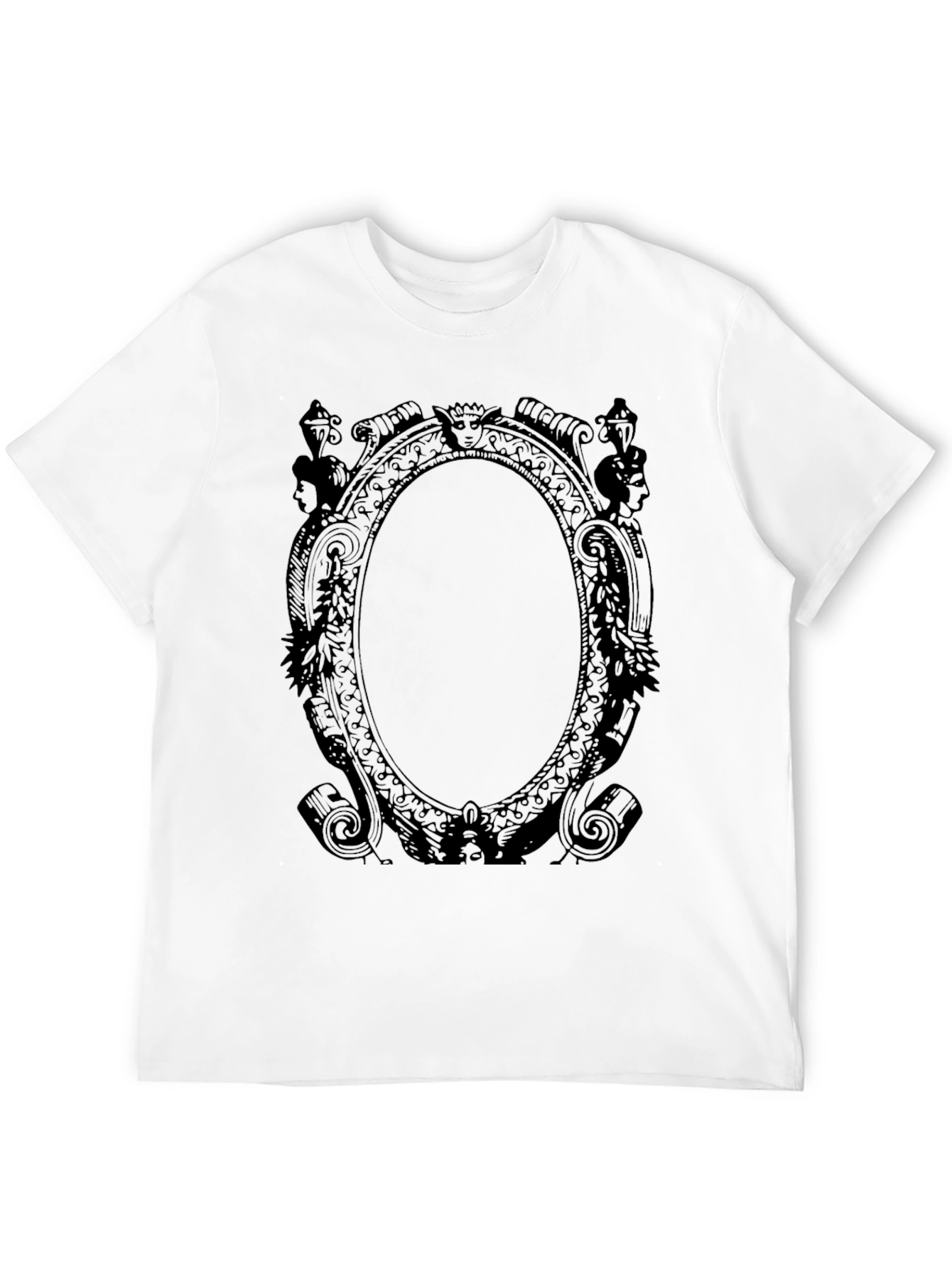 Gothic Oval Frame Tee - Elegant Dark Style