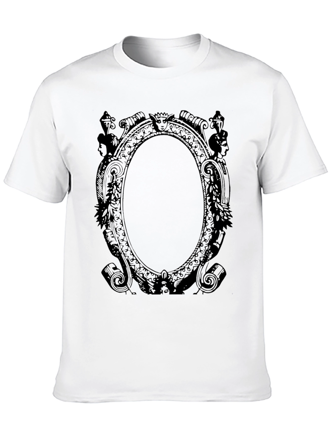 Gothic Oval Frame Tee - Elegant Dark Style