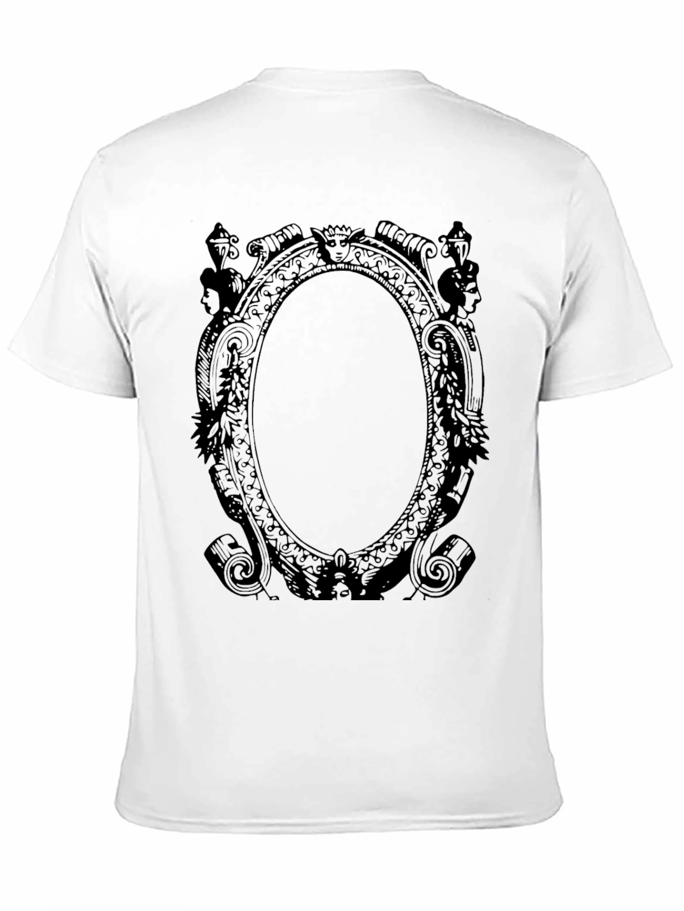 Gothic Oval Frame Tee - Elegant Dark Style