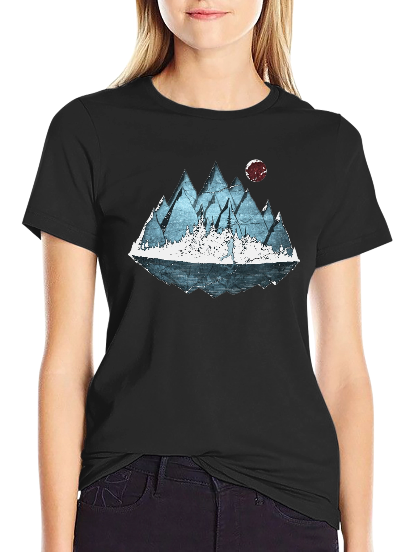 Mountain Landscape Graphic Tee - Black