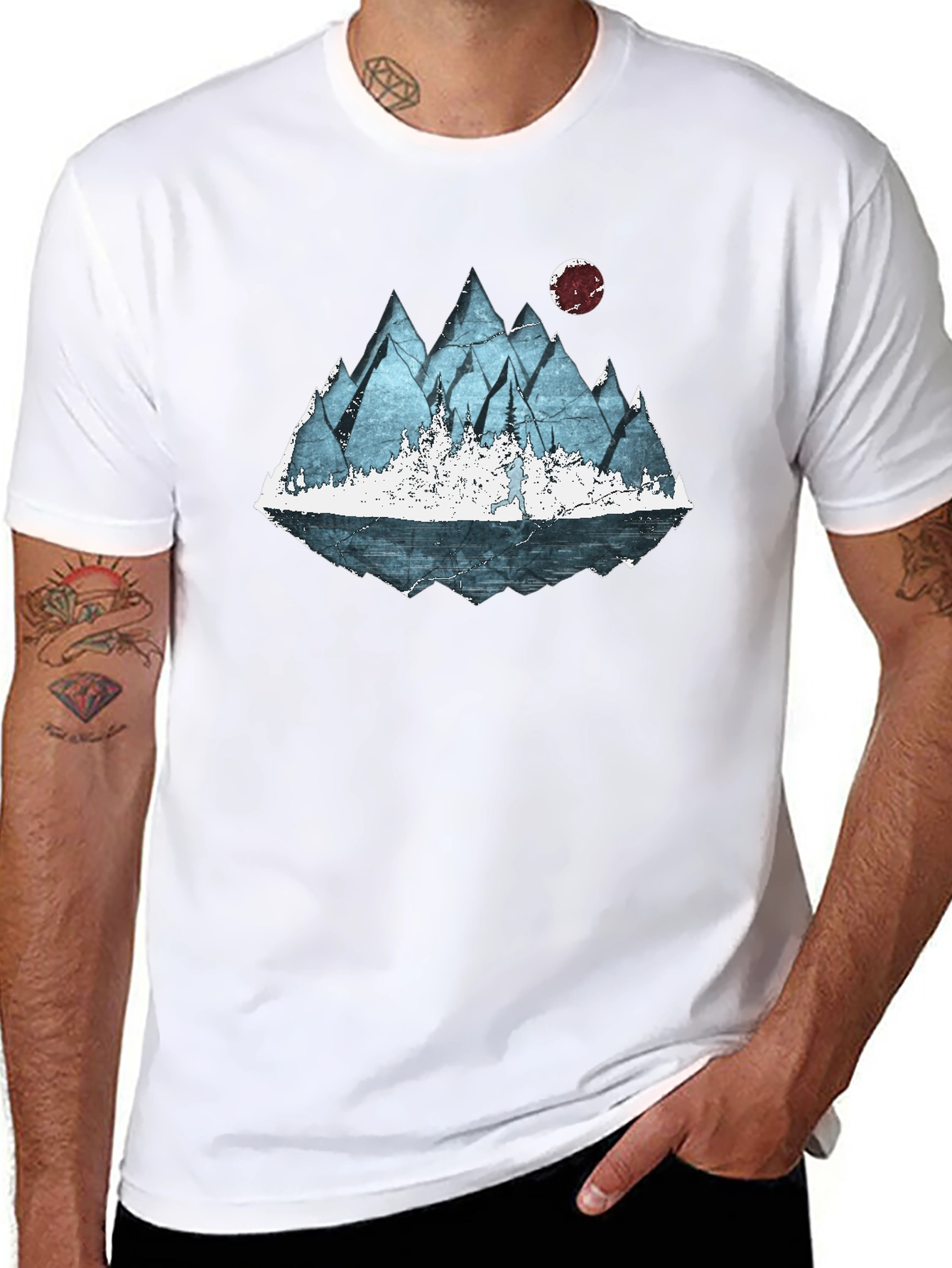 Mountain Landscape Graphic Tee - Black