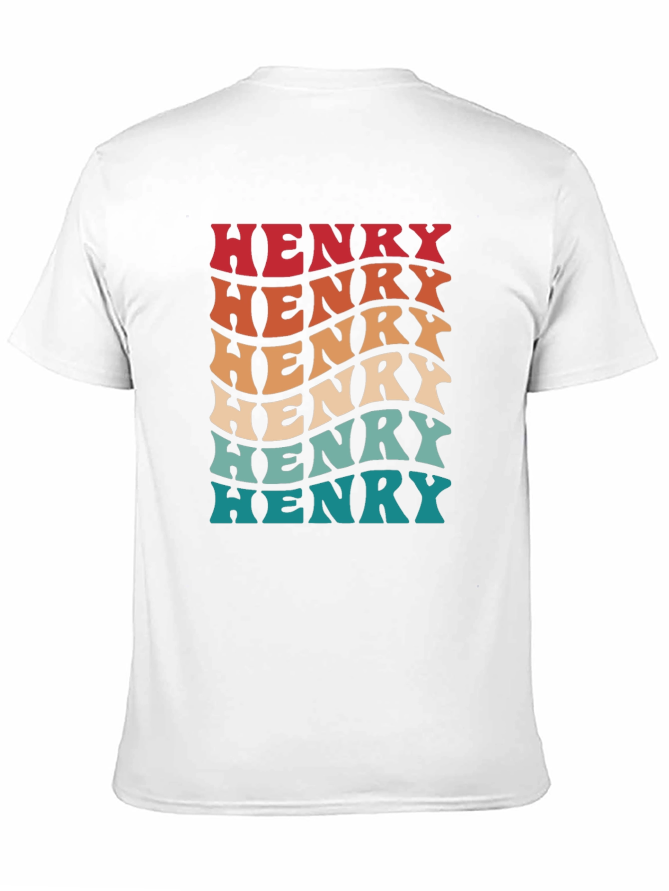Retro Henry Name Wavy Text Black T-Shirt