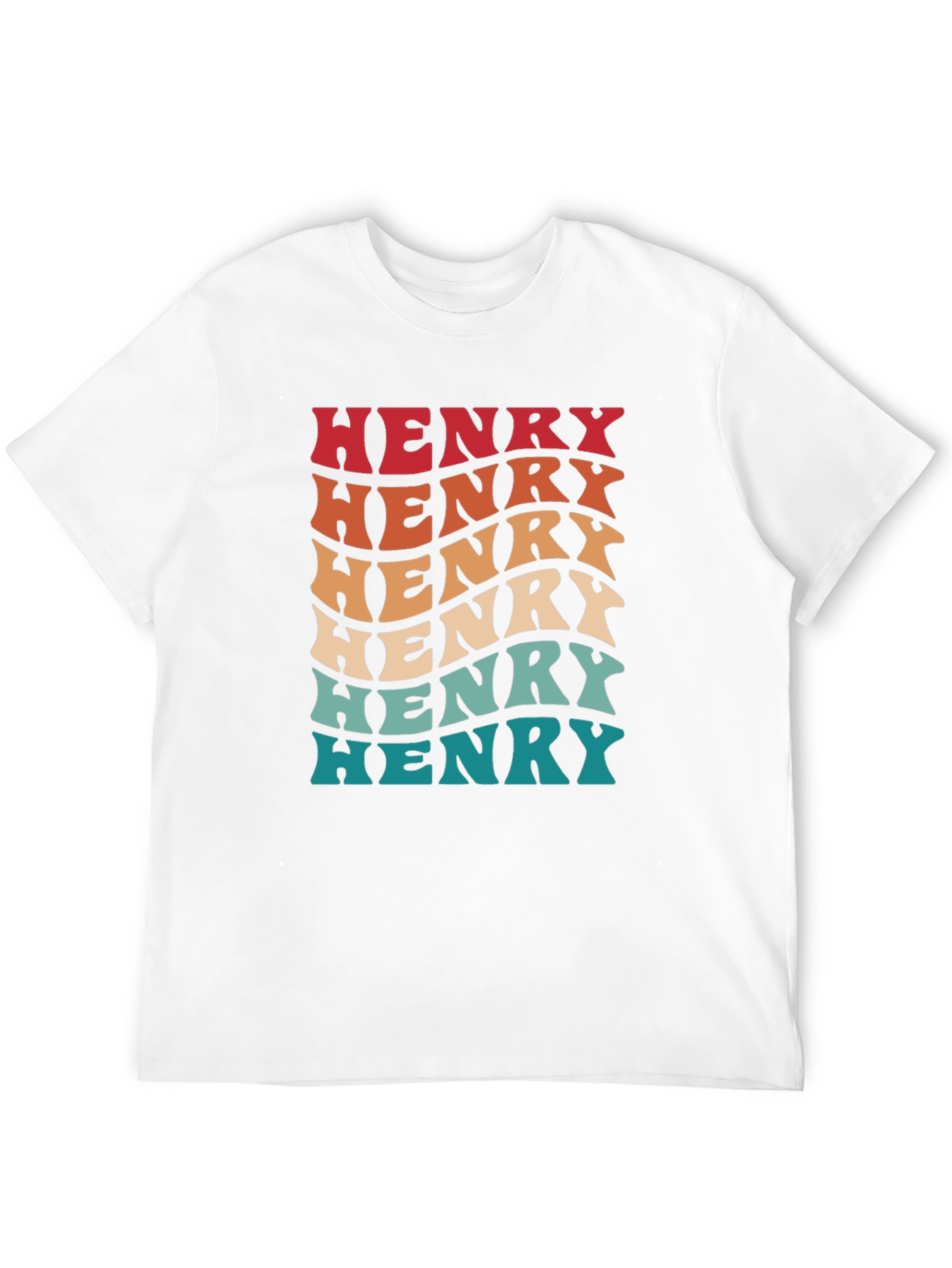 Retro Henry Name Wavy Text Black T-Shirt