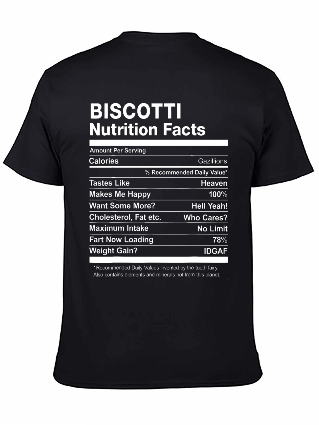 Biscotti Nutrition Facts T-Shirt - Funny Foodie Tee