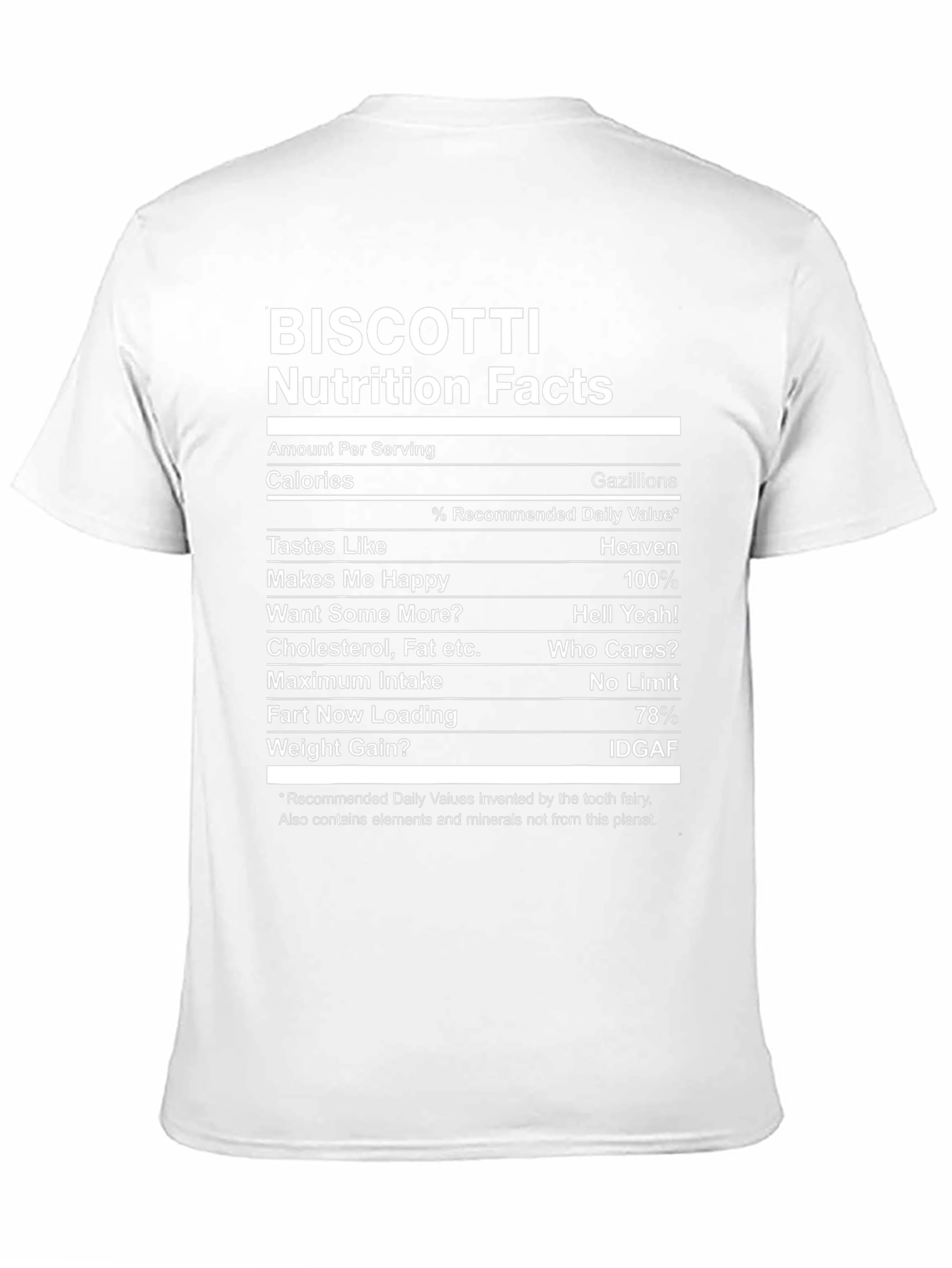 Biscotti Nutrition Facts T-Shirt - Funny Foodie Tee