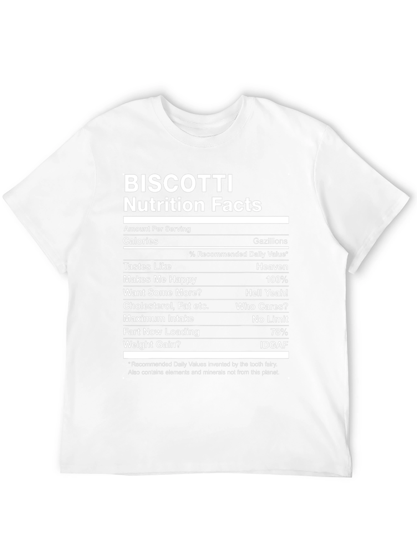 Biscotti Nutrition Facts T-Shirt - Funny Foodie Tee