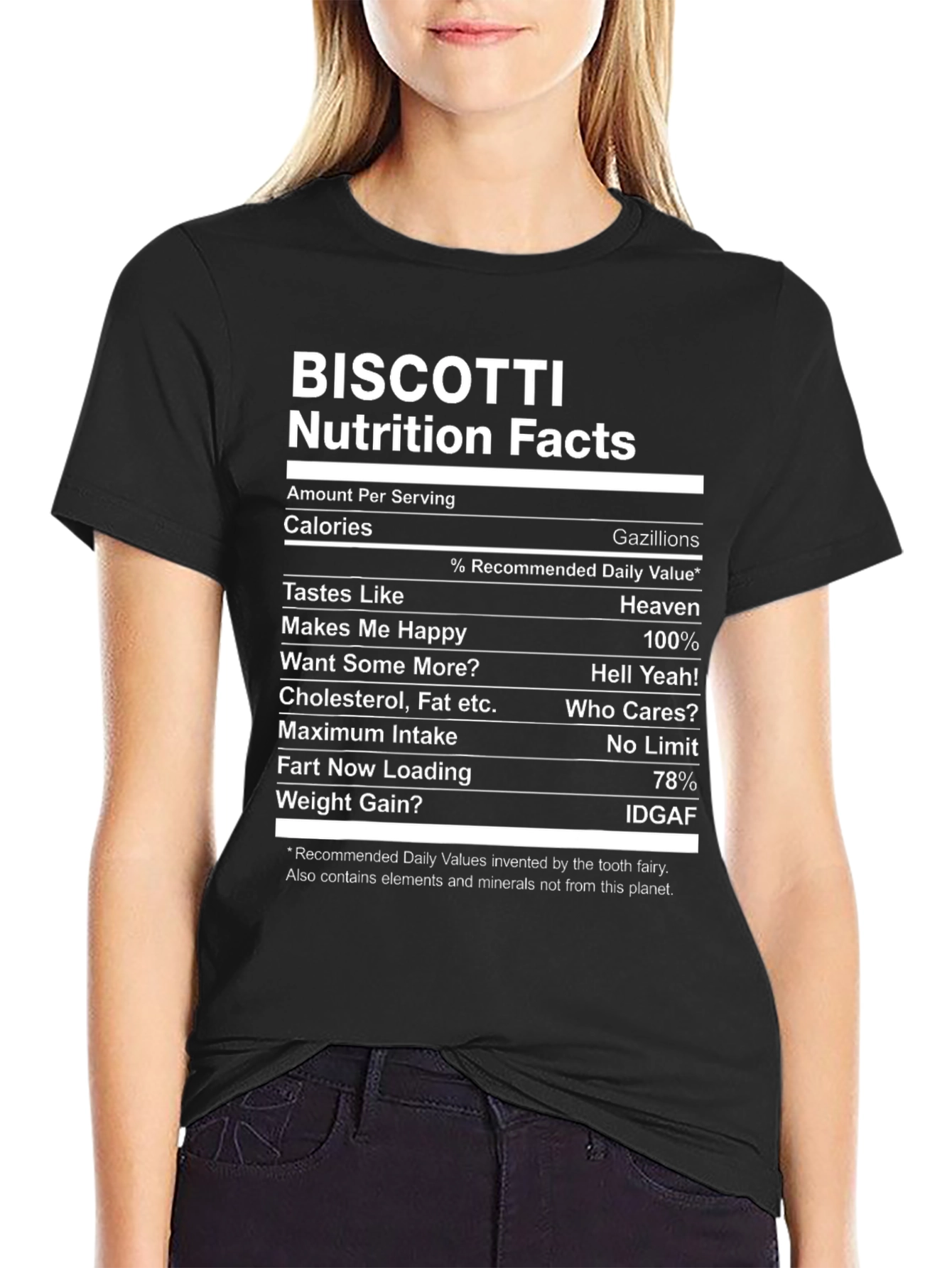 Biscotti Nutrition Facts T-Shirt - Funny Foodie Tee