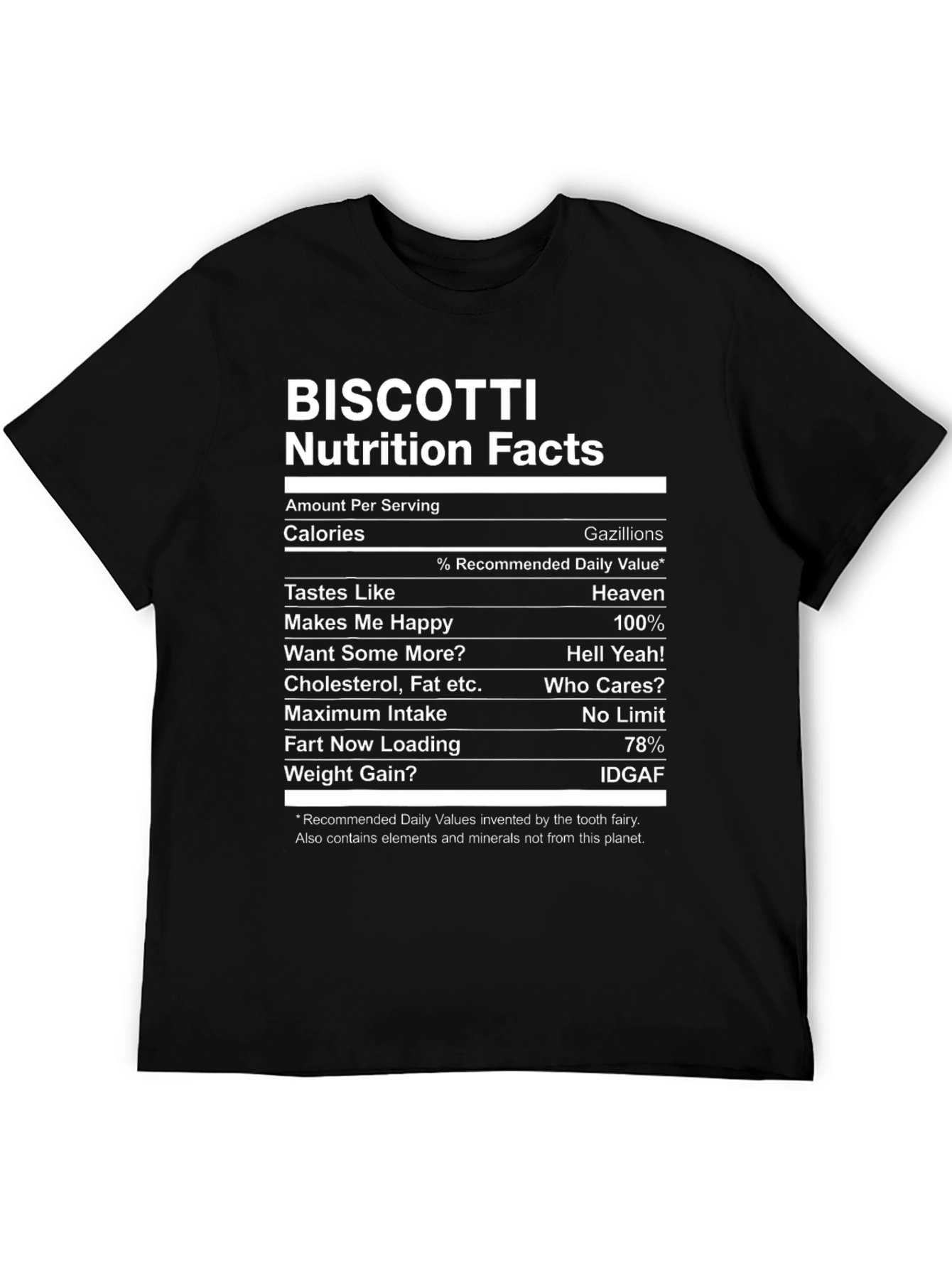 Biscotti Nutrition Facts T-Shirt - Funny Foodie Tee