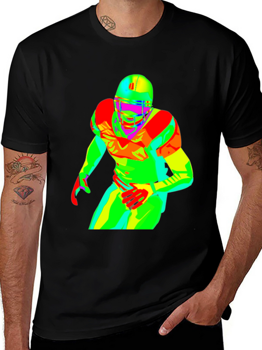 Colorful Football Player Graphic Tee