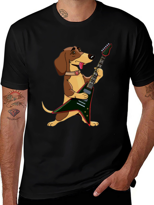 Dog Playing Electric Guitar Graphic T-Shirt