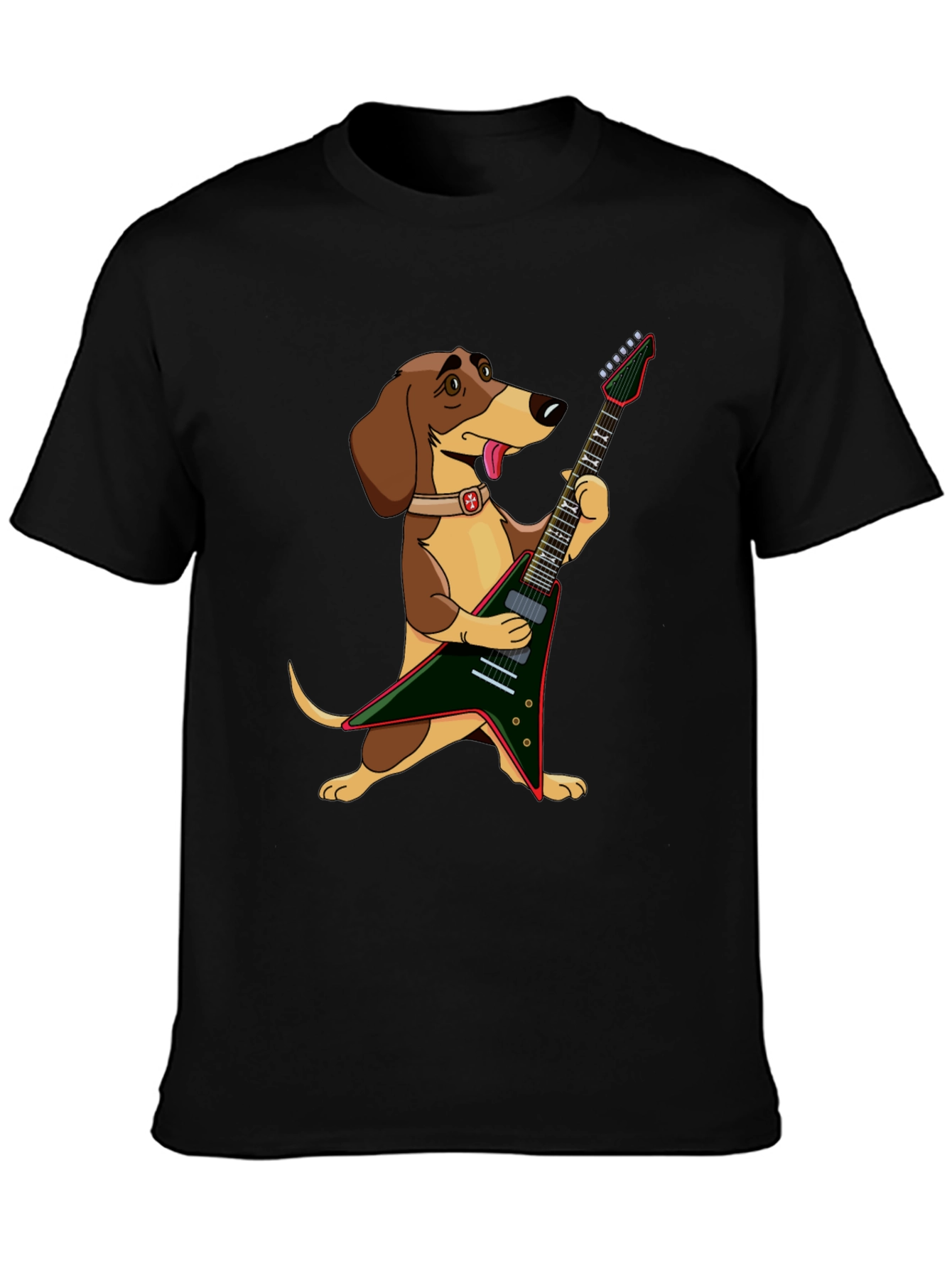 Dog Playing Electric Guitar Graphic T-Shirt