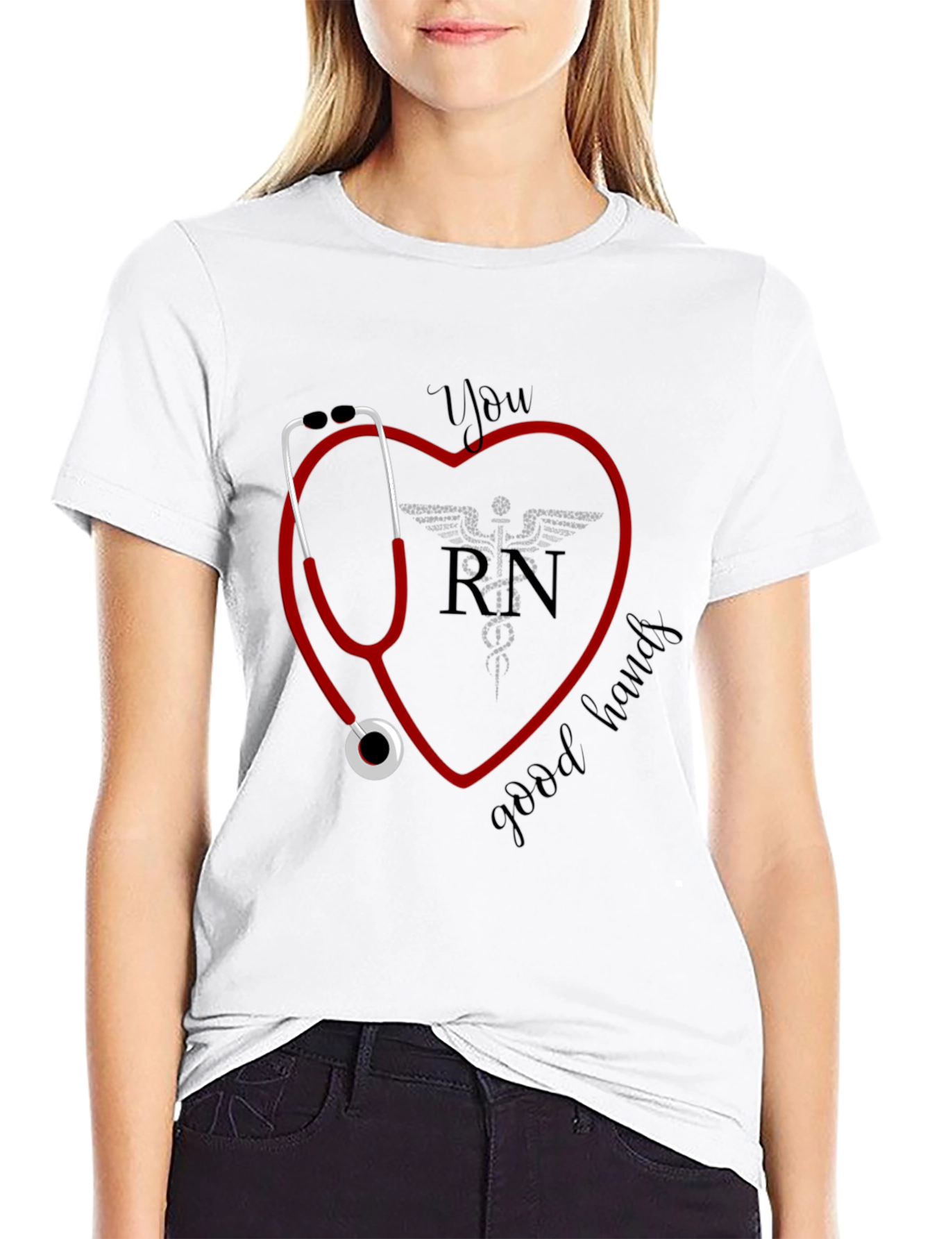 RN Heart Stethoscope Graphic Tee - Nurse Appreciation Gift