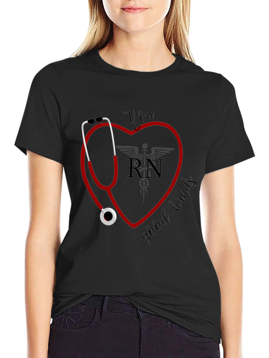 RN Heart Stethoscope Graphic Tee - Nurse Appreciation Gift