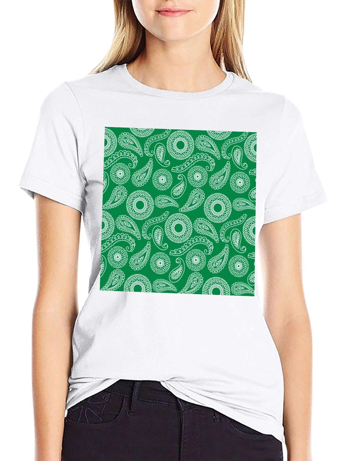 Paisley Pattern Black T-Shirt
