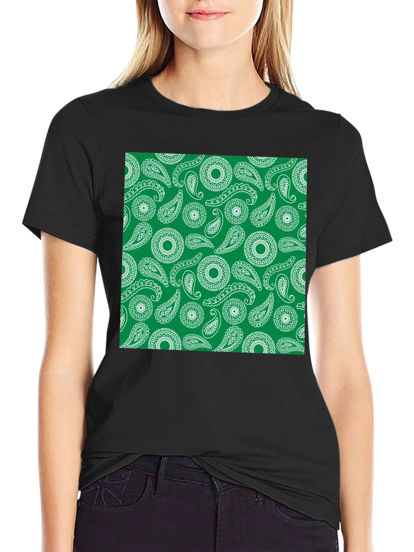 Paisley Pattern Black T-Shirt