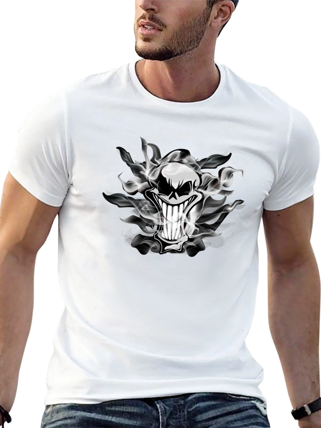Smoked Skull Graphic Tee - Dark Humor T-Shirt