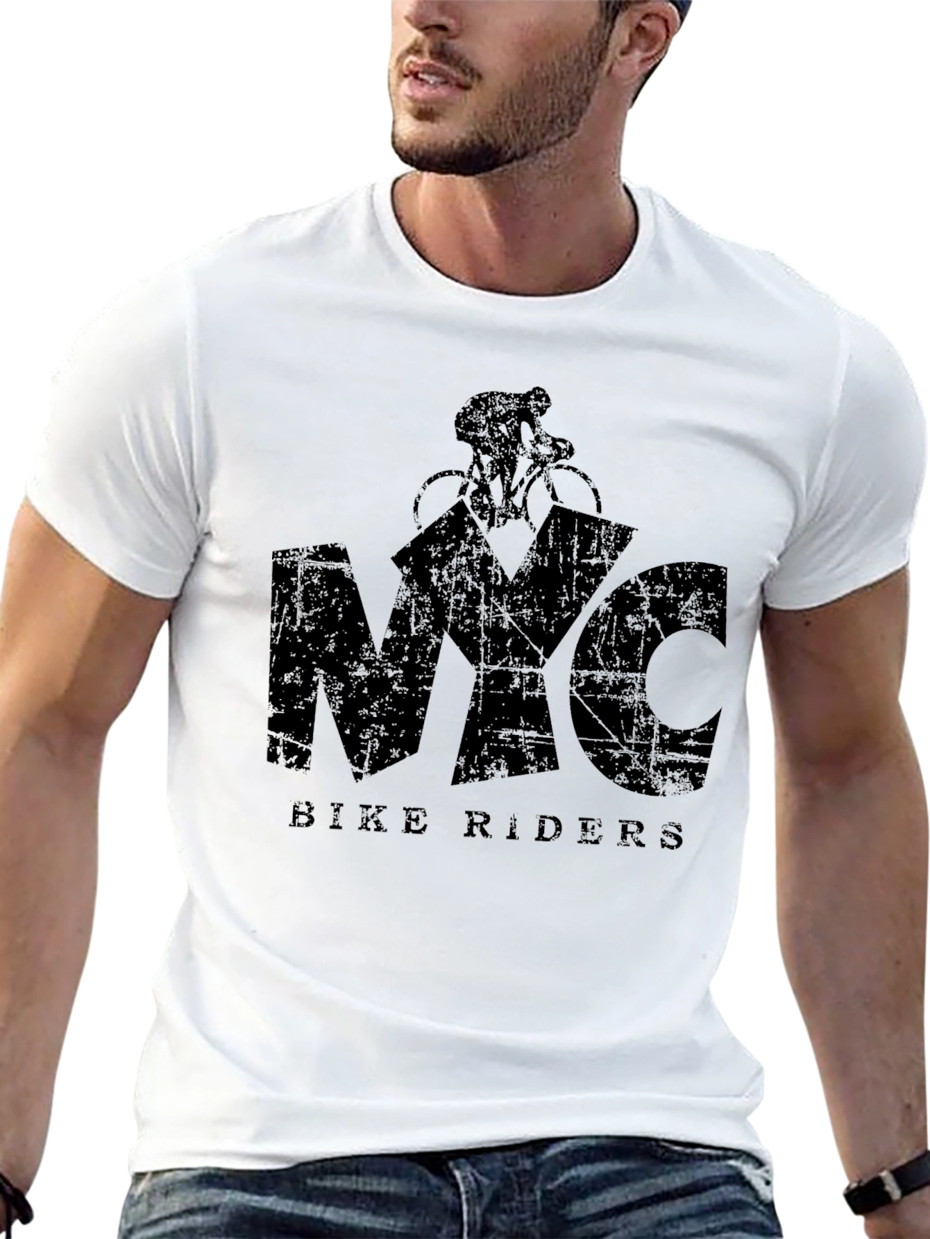 NYC Bike Riders Graphic T-Shirt - Black