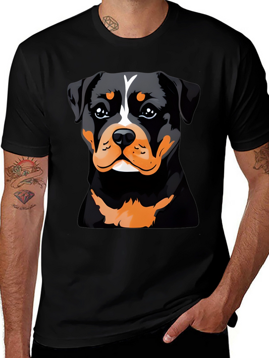 Rottweiler Dog Graphic Print Black T-Shirt