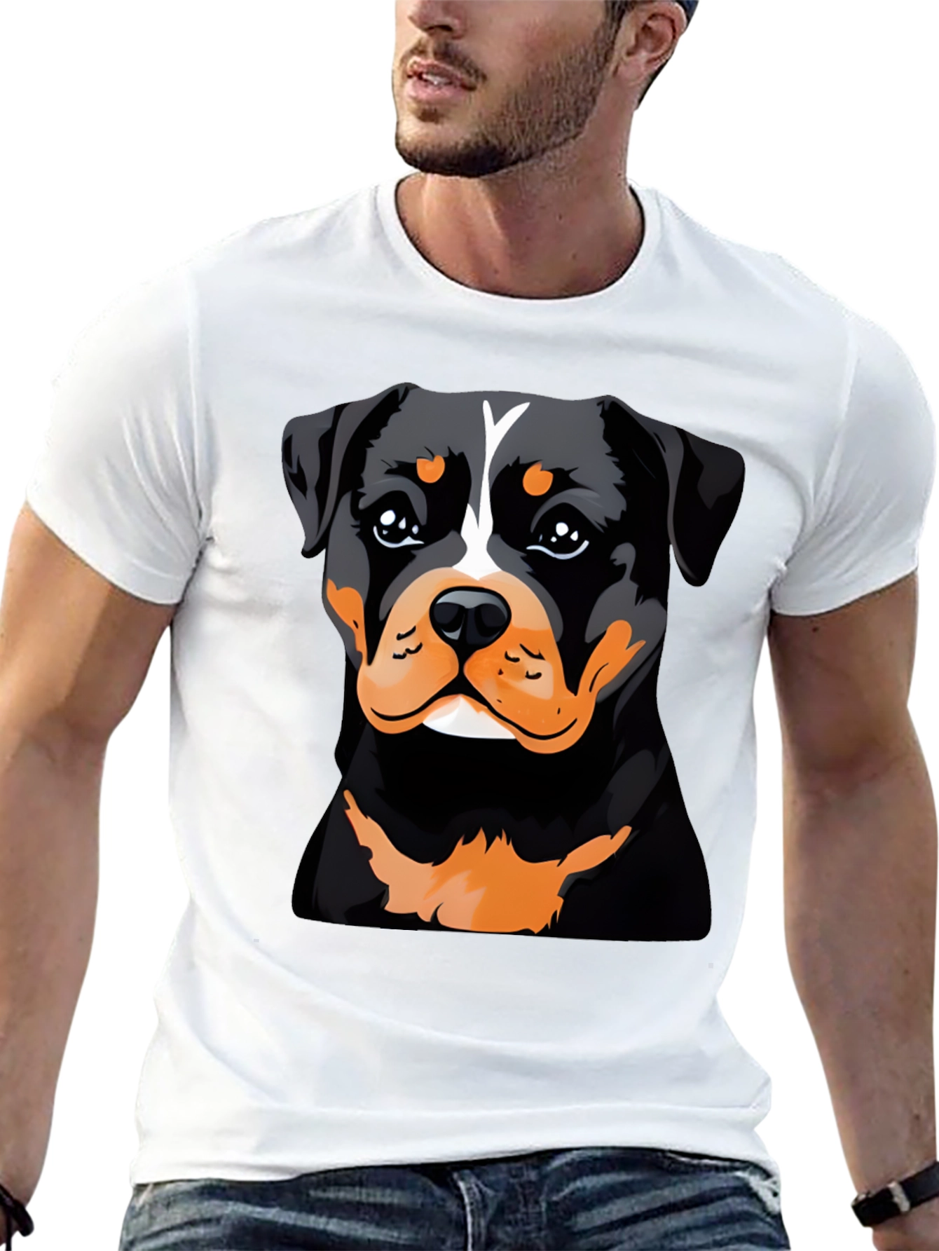 Rottweiler Dog Graphic Print Black T-Shirt