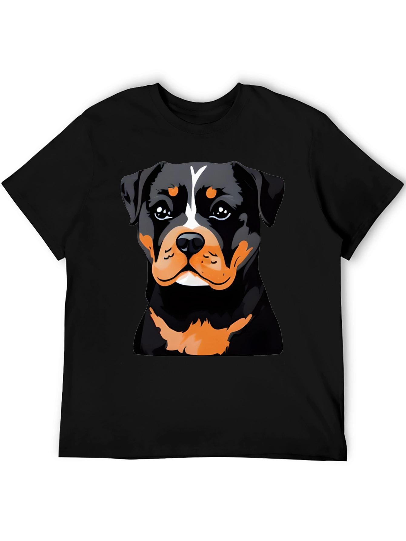 Rottweiler Dog Graphic Print Black T-Shirt