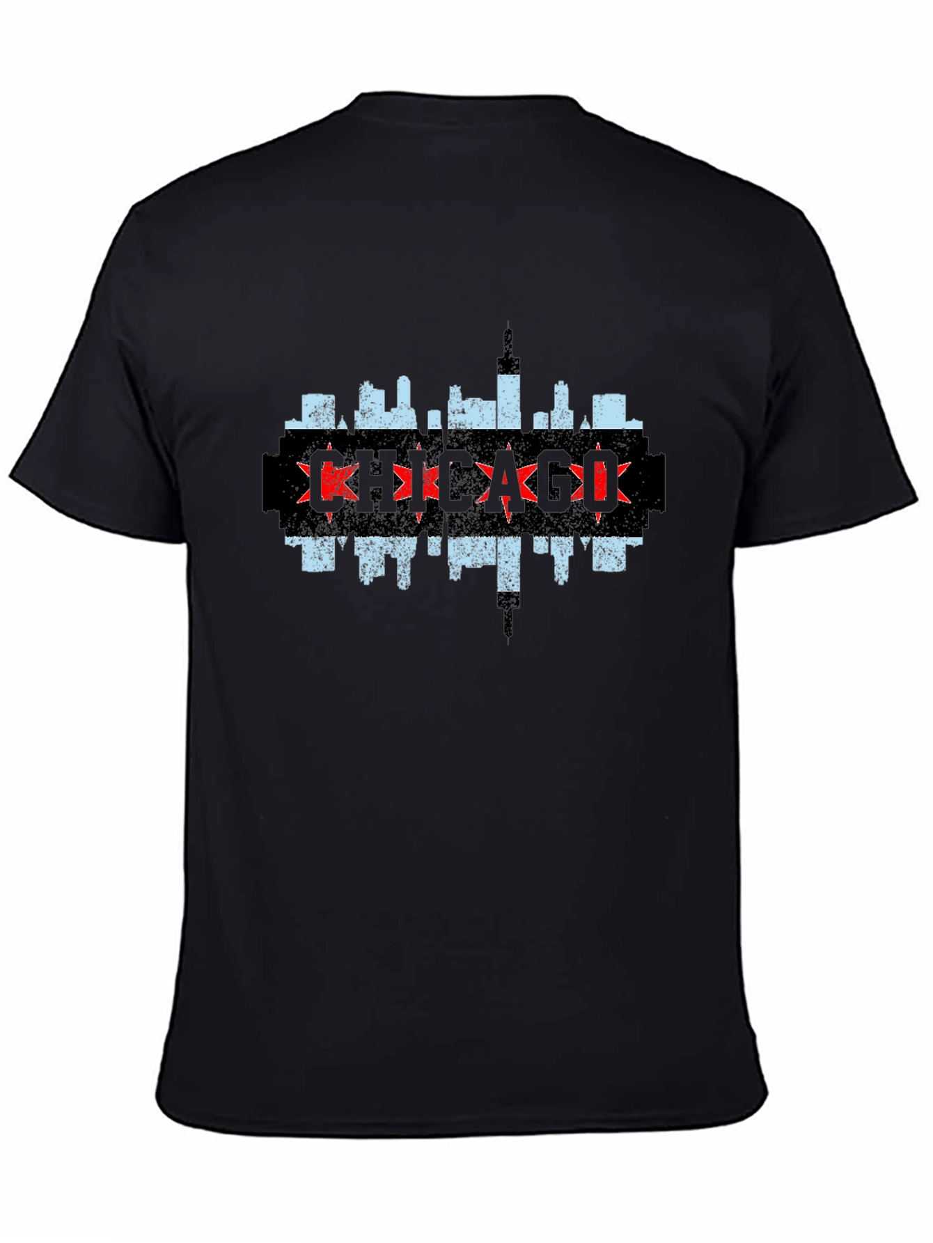 Chicago Skyline Graphic Tee - Black Cotton T-Shirt