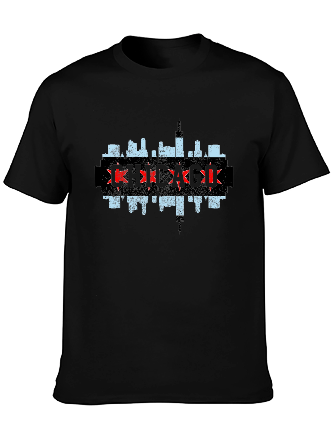 Chicago Skyline Graphic Tee - Black Cotton T-Shirt