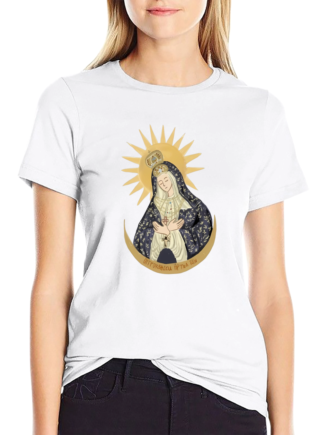 Madonna Graphic Tee - Stylish Religious Art Shirt