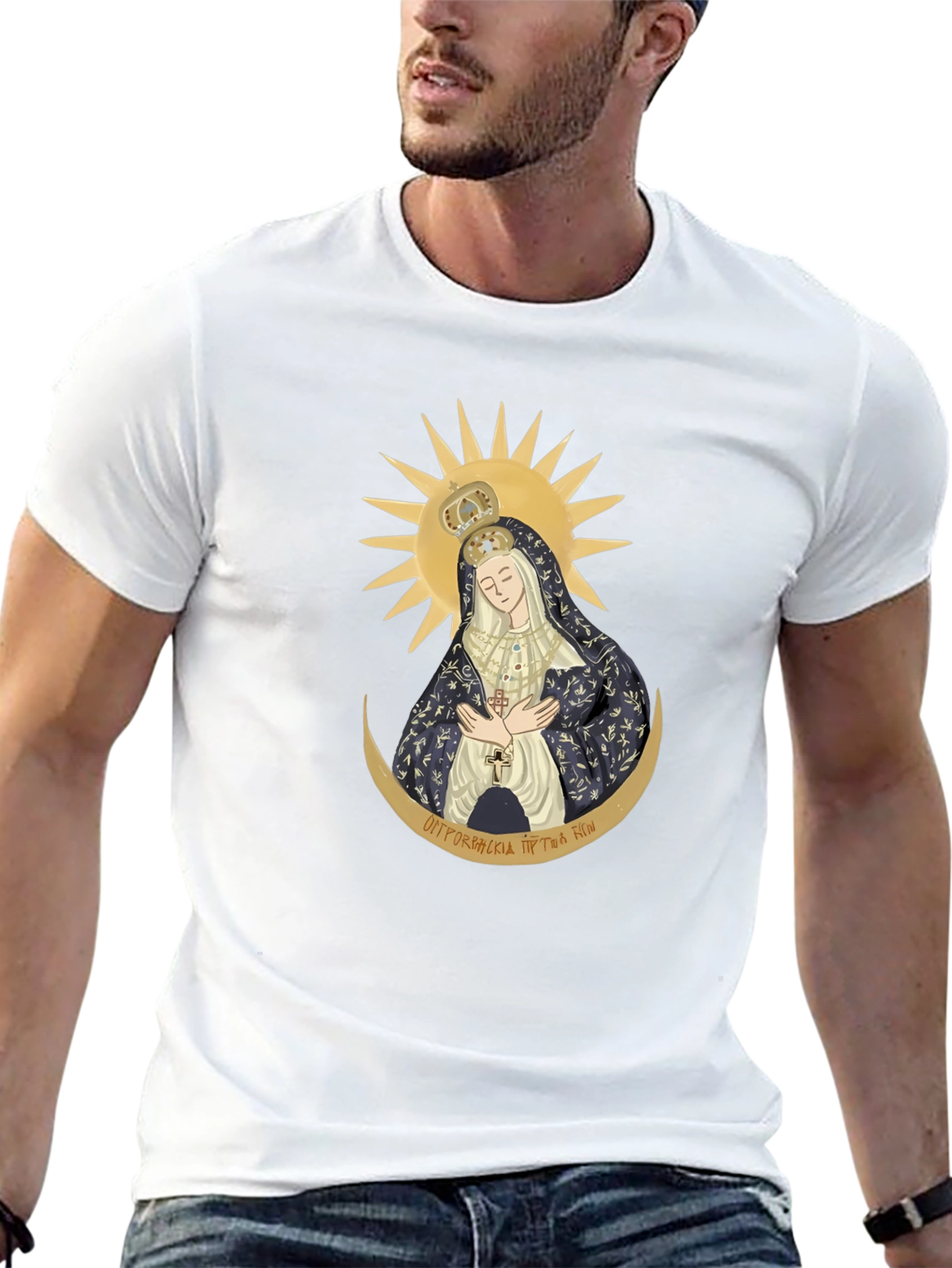 Madonna Graphic Tee - Stylish Religious Art Shirt