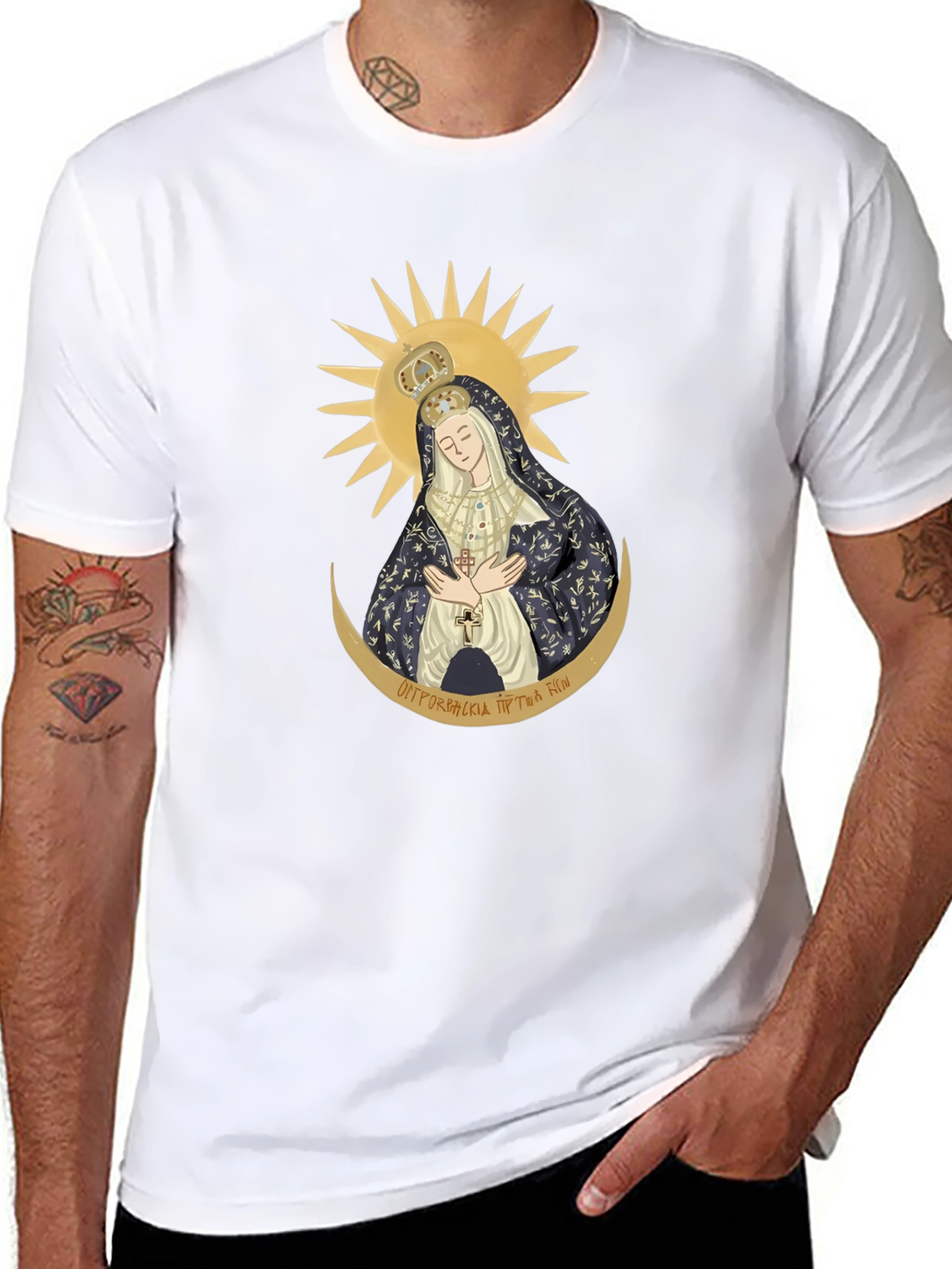 Madonna Graphic Tee - Stylish Religious Art Shirt