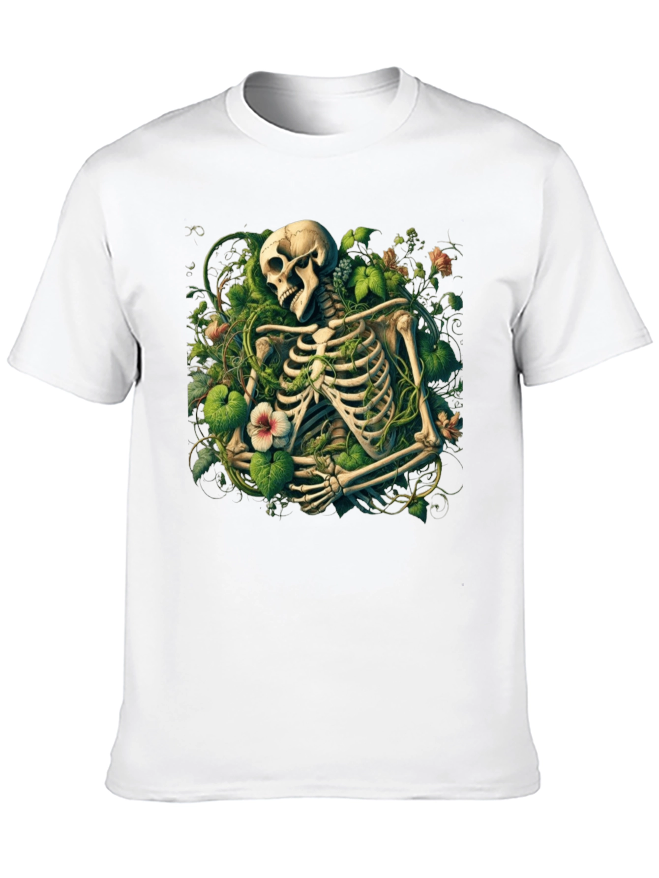 Floral Skeleton Graphic Tee - Black