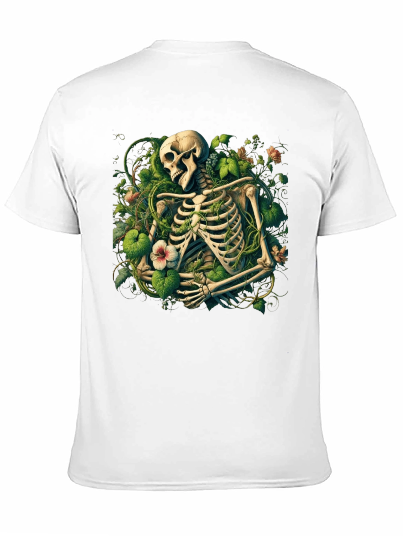 Floral Skeleton Graphic Tee - Black