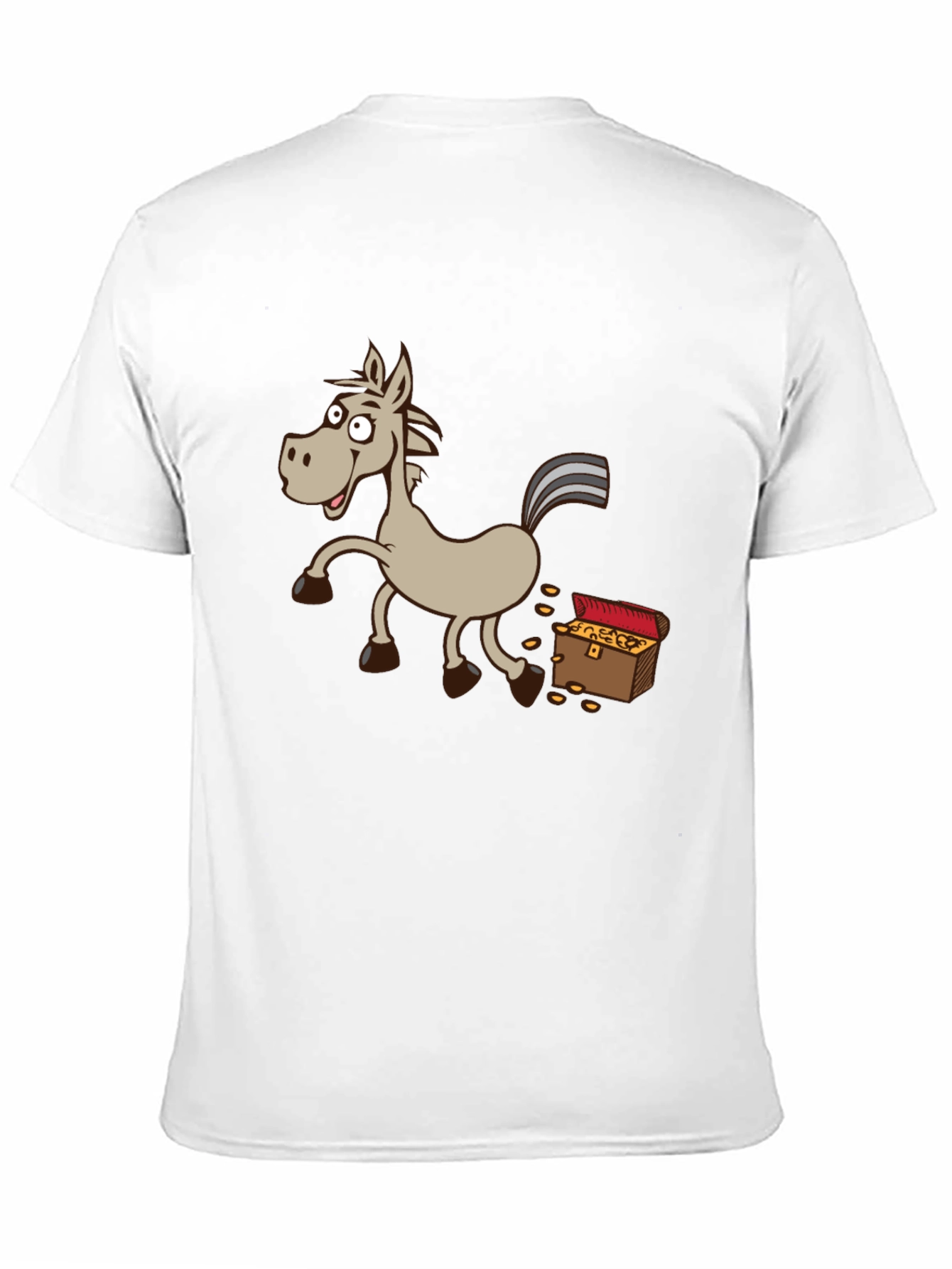 Cartoon Horse & Treasure Chest Black T-Shirt