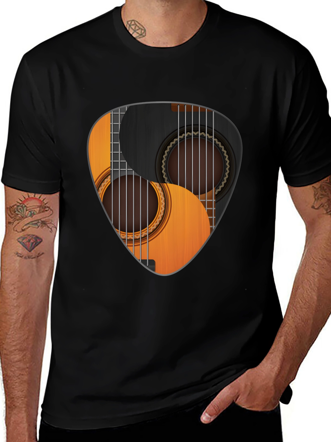 Guitar Pick Yin Yang Graphic T-Shirt