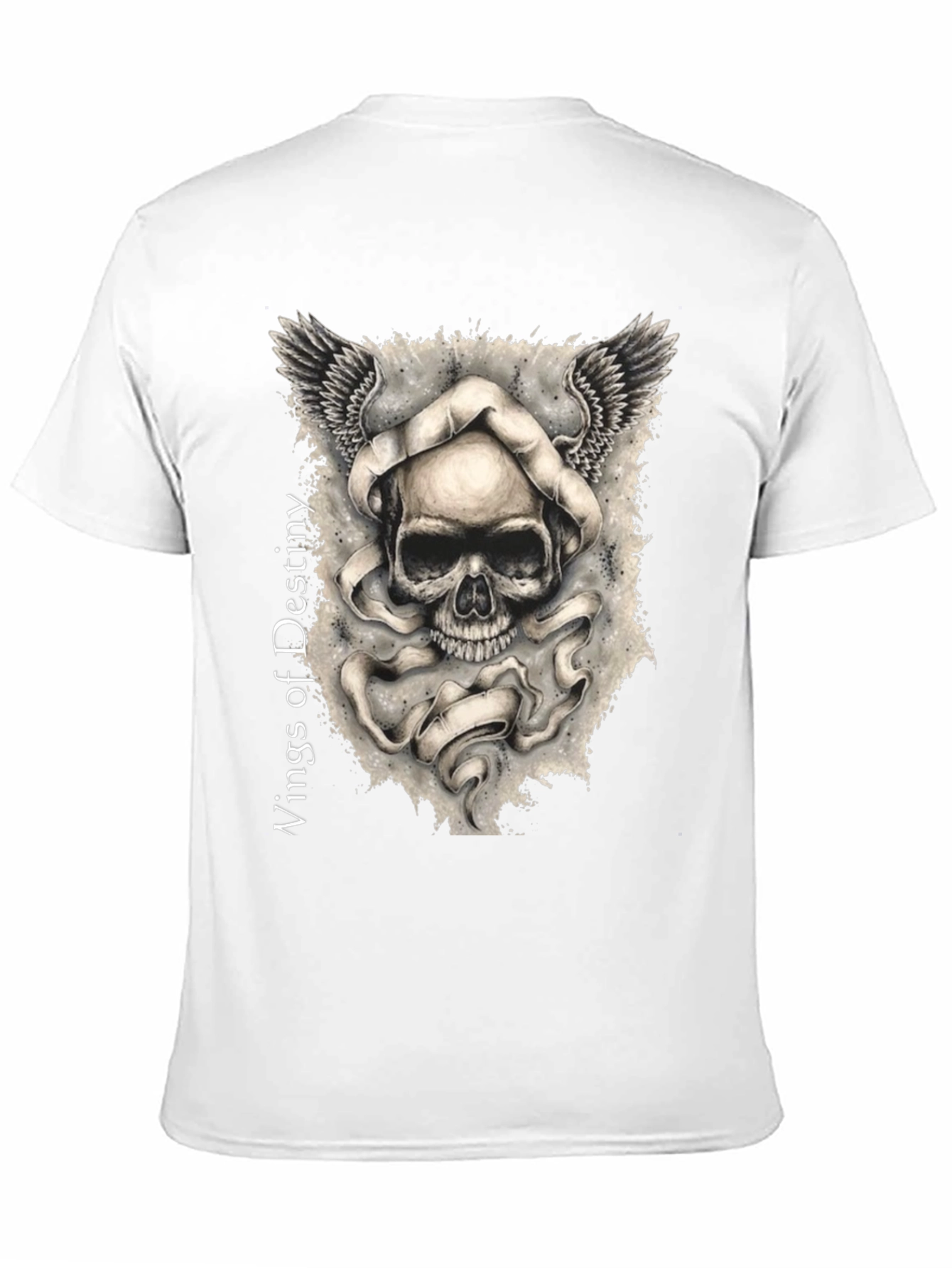 Wings of Destiny Graphic Tee - Skull Design
