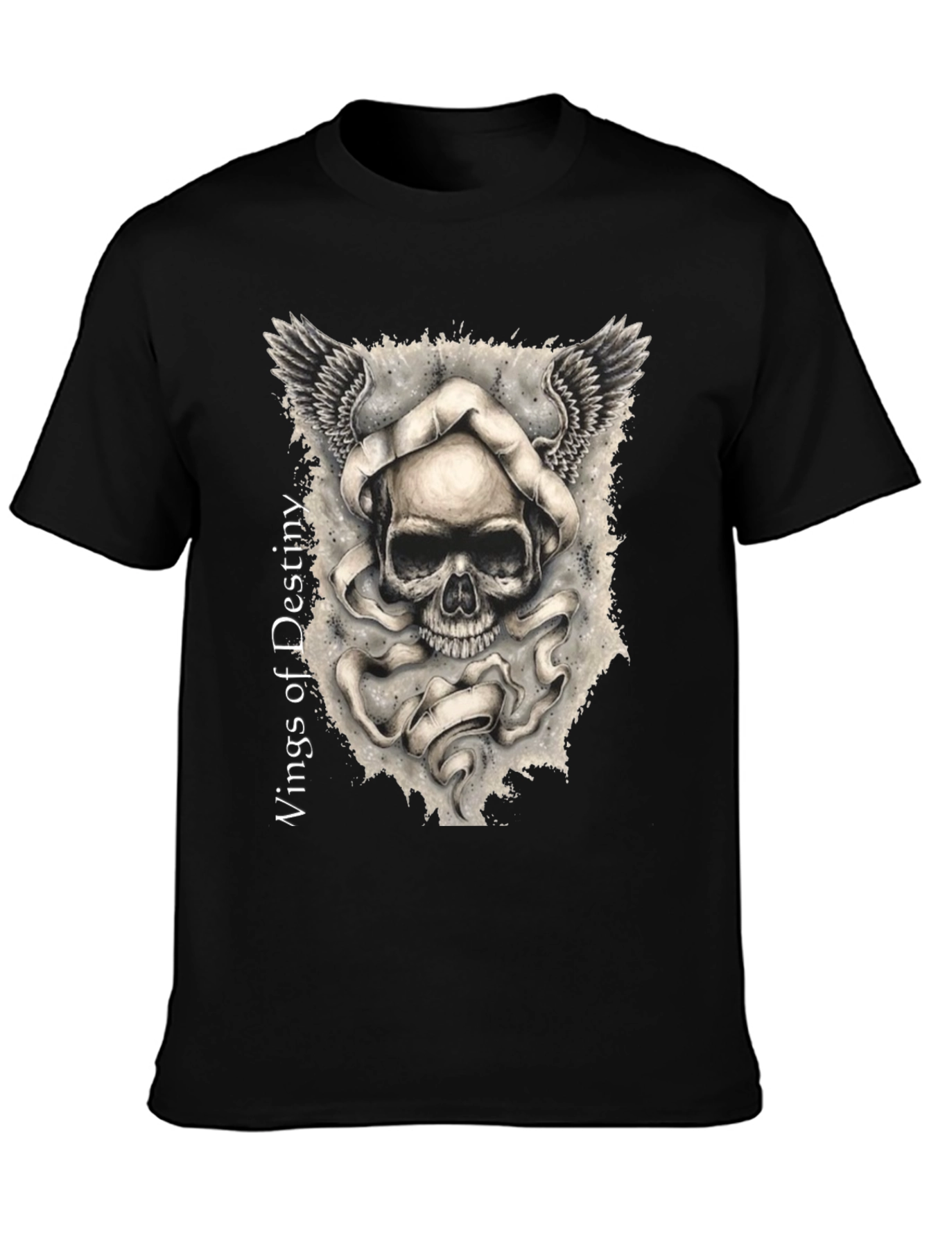 Wings of Destiny Graphic Tee - Skull Design
