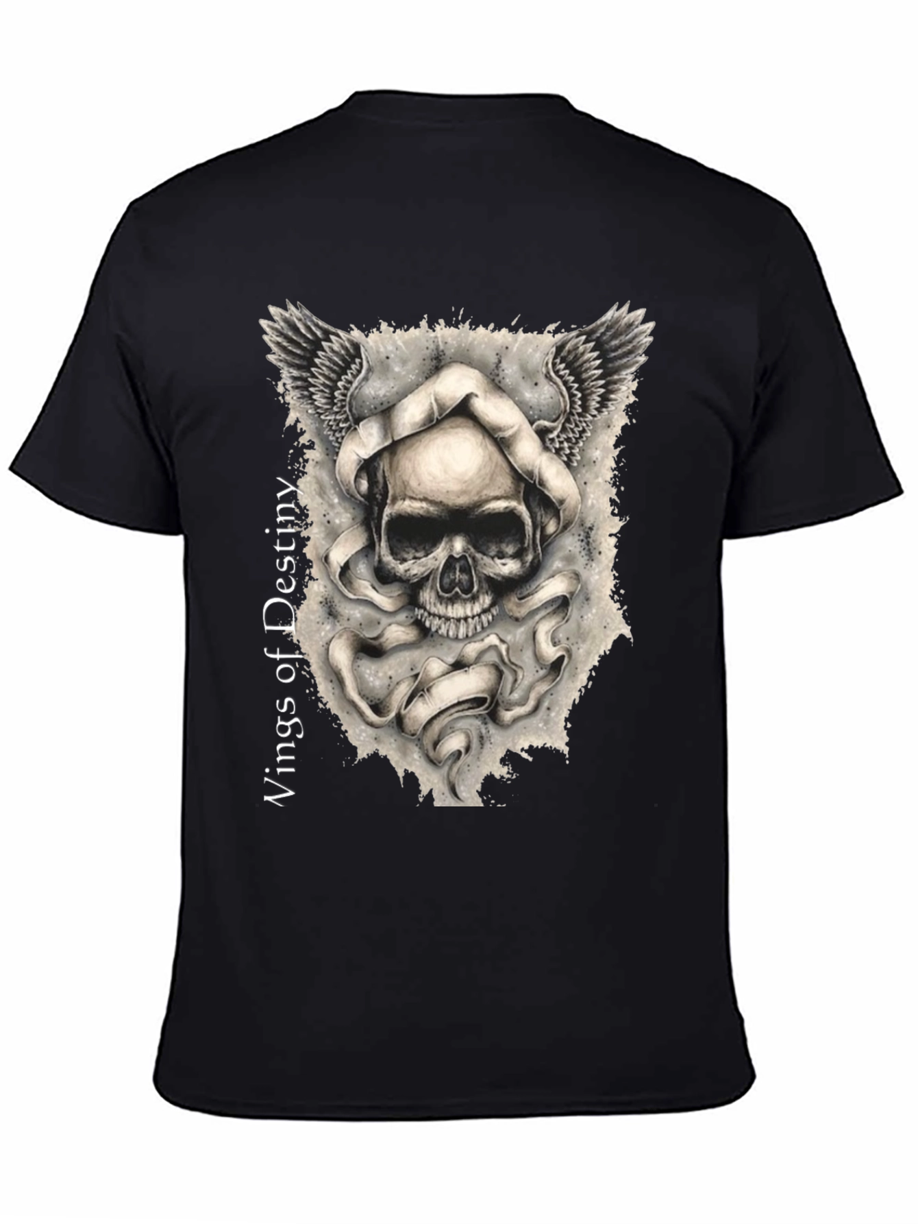 Wings of Destiny Graphic Tee - Skull Design