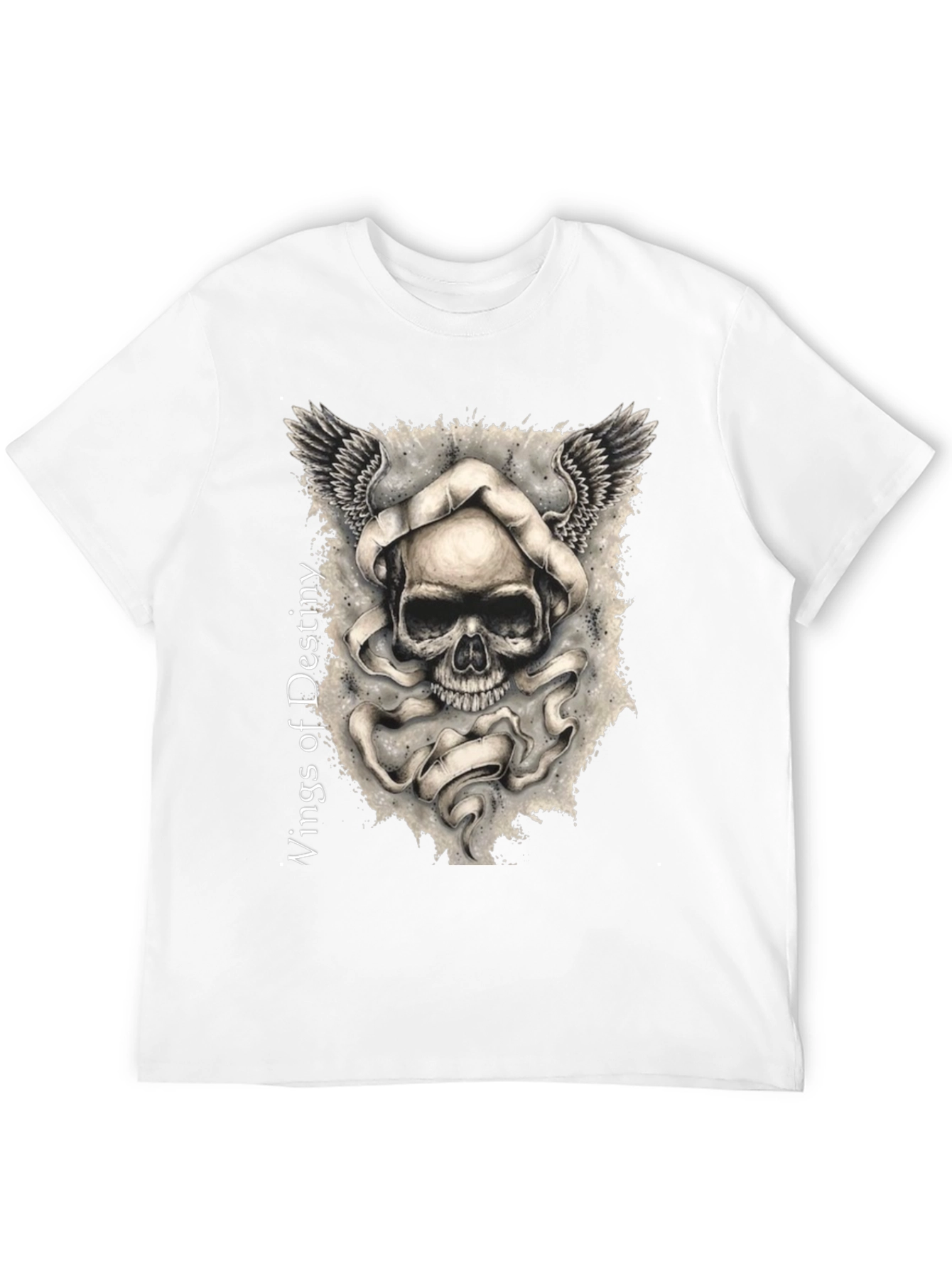 Wings of Destiny Graphic Tee - Skull Design