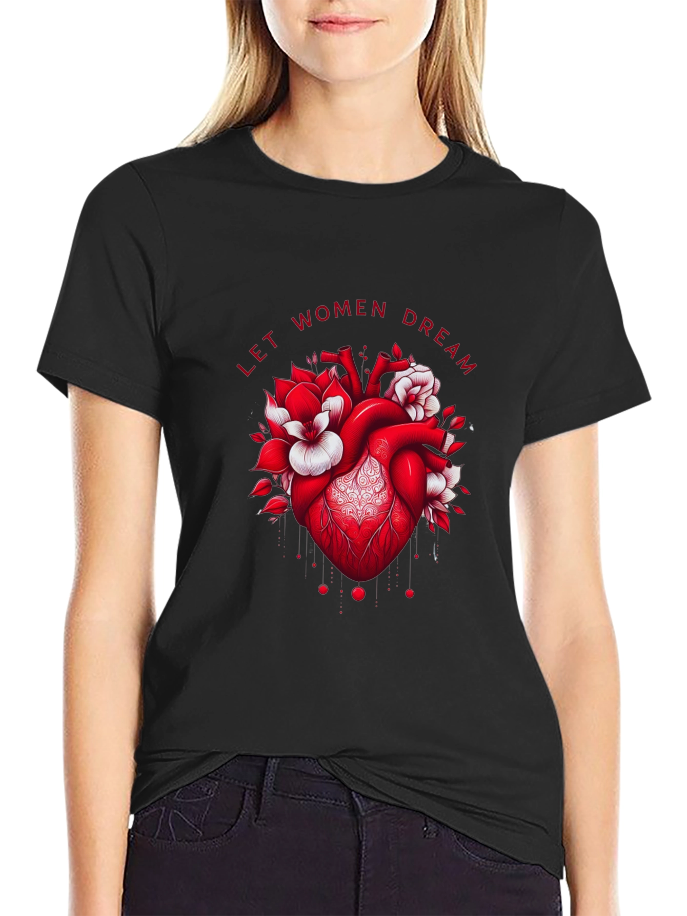 Let Women Dream Graphic Tee - Floral Heart
