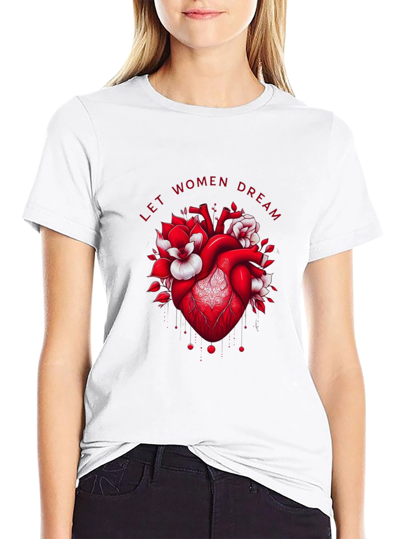 Let Women Dream Graphic Tee - Floral Heart