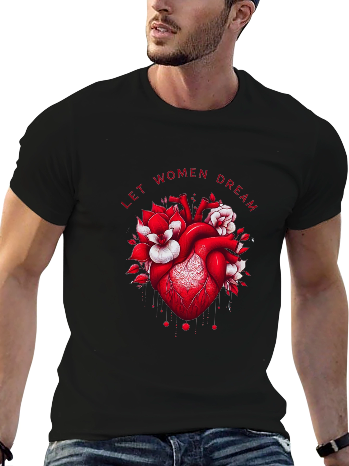 Let Women Dream Graphic Tee - Floral Heart