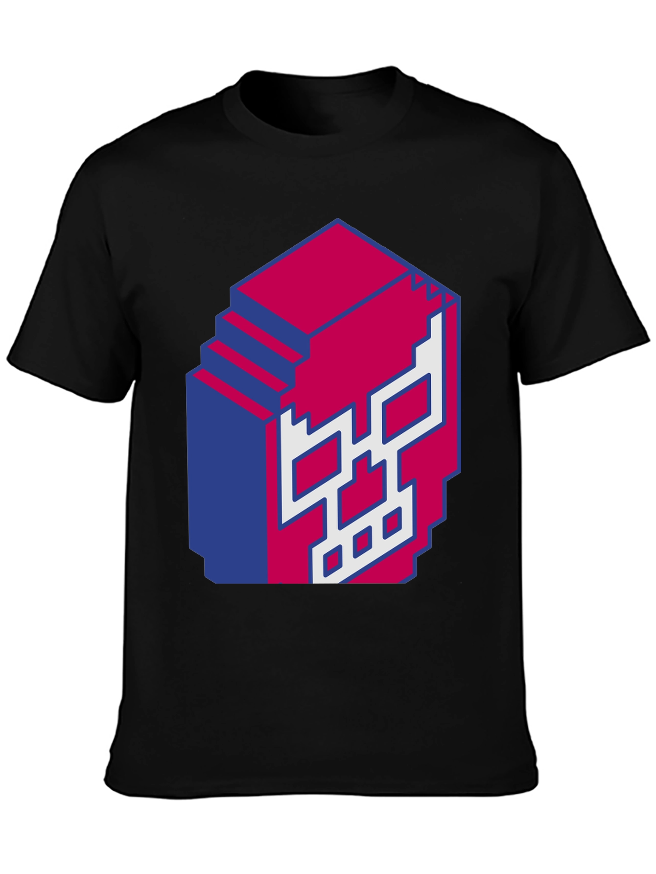 Pixel Skull Graphic Print Black T-Shirt