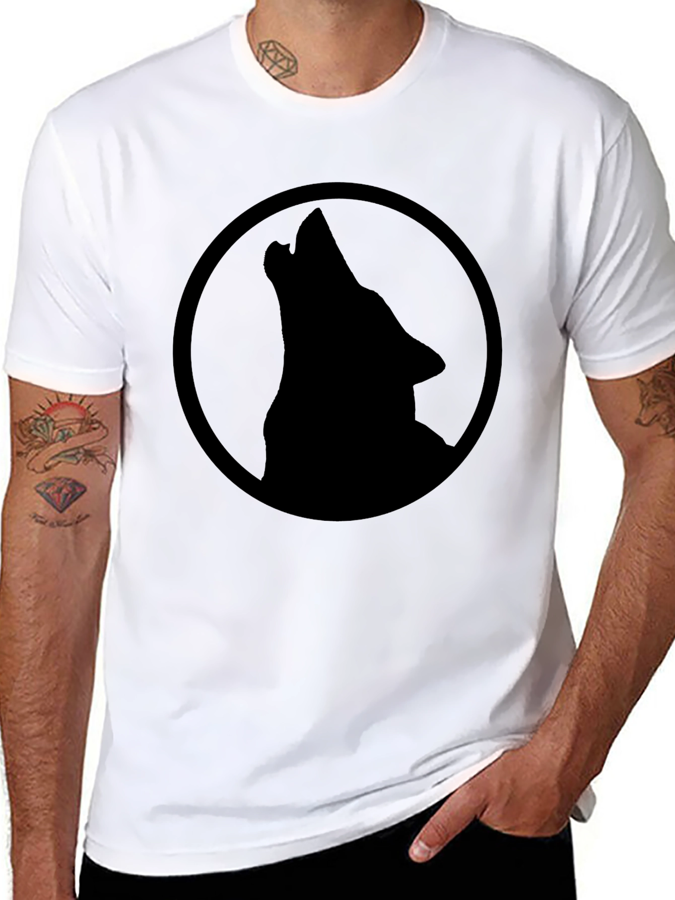 Black Wolf Circle Graphic Tee